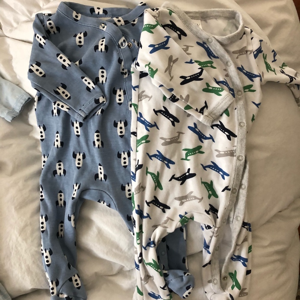 Set of Nordstrom baby newborn cotton footie pjs